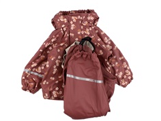 CeLaVi apple butter flowered rainwear with fleece lining